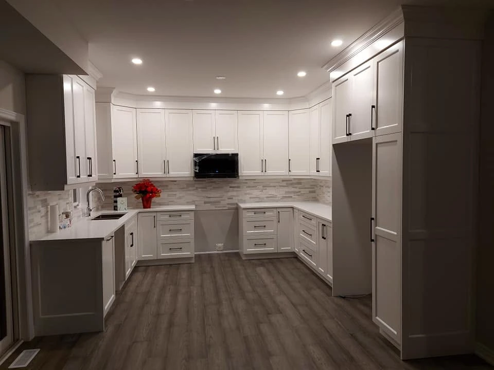 Classic white kitchen, second view by LG Woodworking